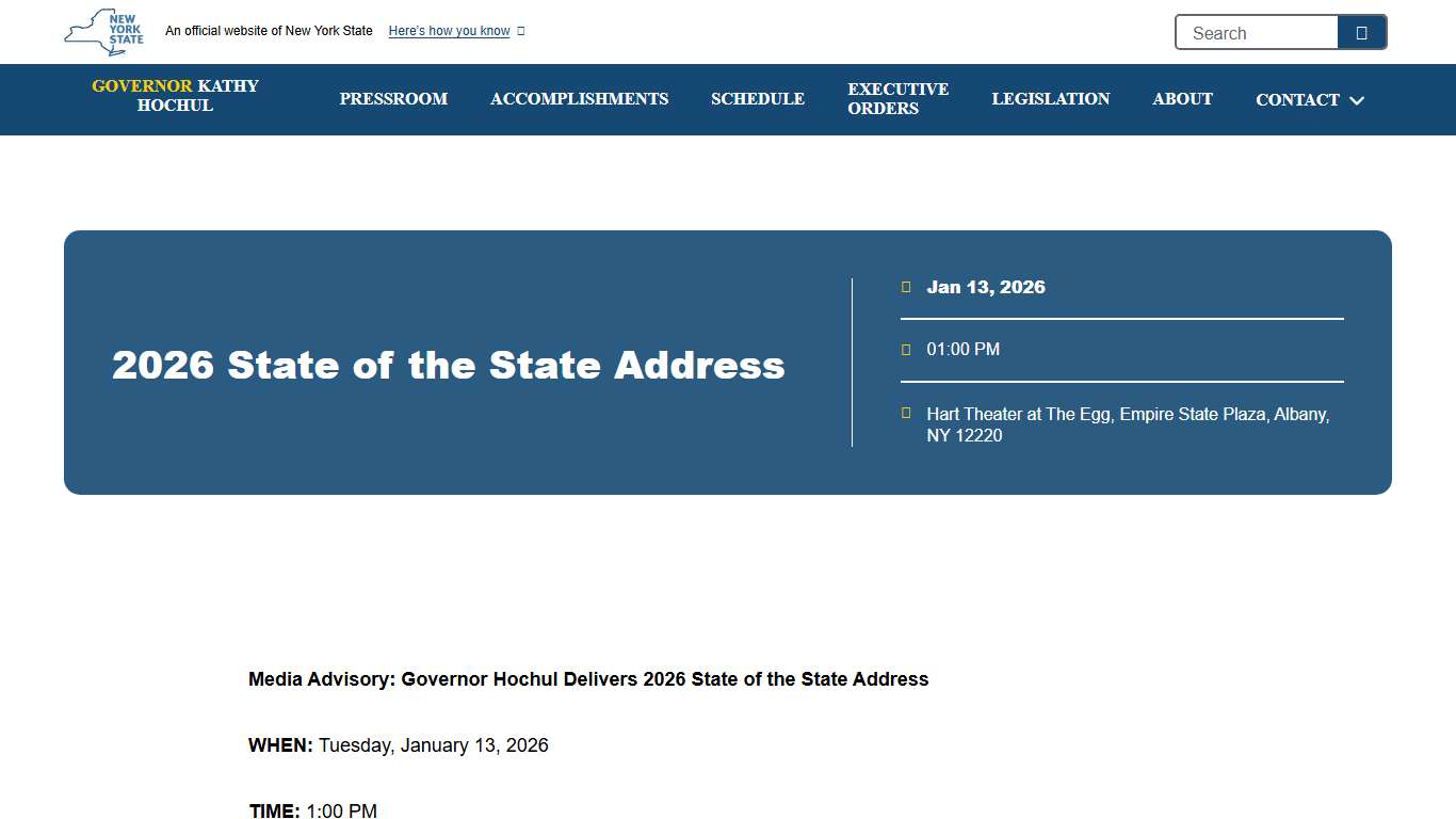 2026 State of the State Address | Governor Kathy Hochul